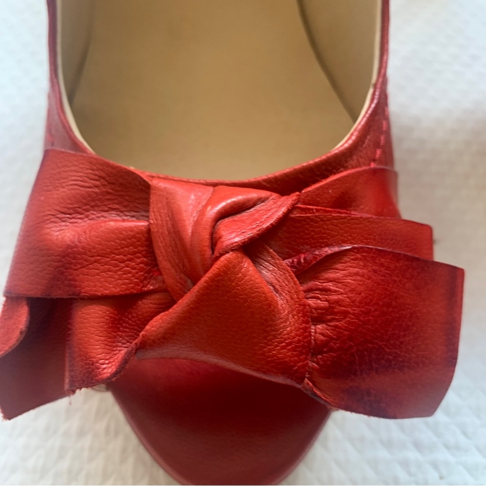 Tony Bianco Womens Red Leather Pump Stiletto Heels Peep Toe Slip On Size 8.5 - Picture 9 of 14